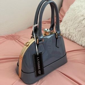 gray handbag